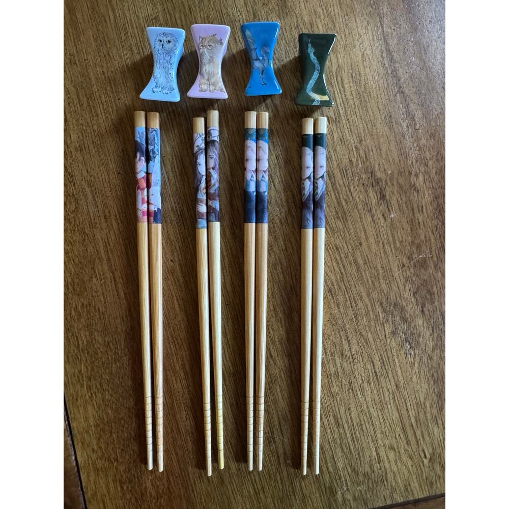RARE Harry Potter Mahou Dokoro Japan Chopstick Hashioki Set 8pc Hedwig Draco - Picture 7 of 9